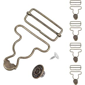 Lusofie 4Set Overall Buckles Replacement Metal Suspender Buckle withAdjustable Tri Glide Slide Buckle and Buttons Clasp
