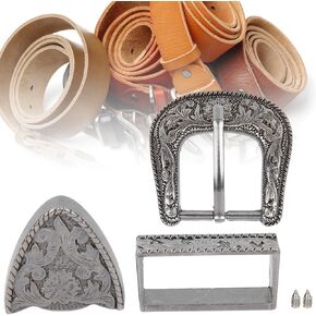 KIMISS Vintage Style Carving Alloy Waist Belt Buckle Set for Collar Saddle Accessories Western Buckle Set