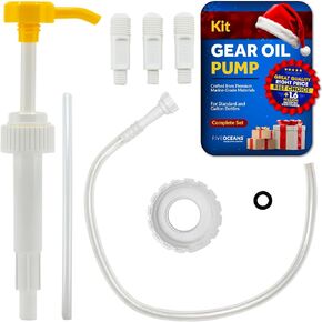 Five Oceans Gear Oil Pump for Standard Quart Bottles and Gallon Bottles, 8cc Per Pump Stroke - Includes 3/8-Inch, 8mm and 10mm Adapters, Fits Most Marine Boat Outboard and Sterndrives Motors - FO4770