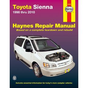 Haynes Repair Manual for Toyota Sienna 1998 thru 2009 Number 92090