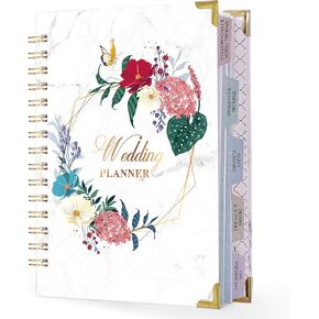 Wedding Planner - Wedding Planner Book/Organizer for The Bride with 5 Tabbed Sections, 6.3" x 8.4", Hardcover with Metal Corner, Inner Pocket, Sticker