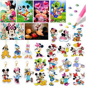 FFPTBNYX 27 Pcs Diamond Art Kits for Beginners, Cute DIY Diamond Arts Mosaic Kits & Stickers & Keychains.Arts and Crafts for Beginners, Gem Art As Ideal Gifts