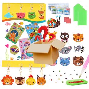 FFPTBNYX 27 Pcs Diamond Art Kits for Beginners, Cute DIY Diamond Arts Mosaic Kits & Stickers & Keychains.Arts and Crafts for Beginners, Gem Art As Ideal Gifts