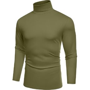 COOFANDY Men's Slim Fit Basic Turtleneck T-Shirt Long Sleeve Solid T Shirts Casual Knit Pullover Thermal Tops