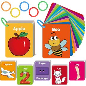 Torlam Toddler Flash Cards Baby Cognitive Flashcards for Kids, Learning Alphabet, Numbers, Shapes & Colors, Animals, First Words, Body Parts, Foods, Preschool Kindergarten Activities Educational Toys