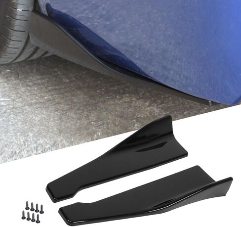 Universal Rear Diffuser Car Spoiler, Rear Bumper Lip Body Spoilers Black Lip Side Skirt Spoiler Splitter Wrap Angle Protector Exterior Decoration Trim Kit Anti-Scratch (Smooth Black) in Saudi Arabia