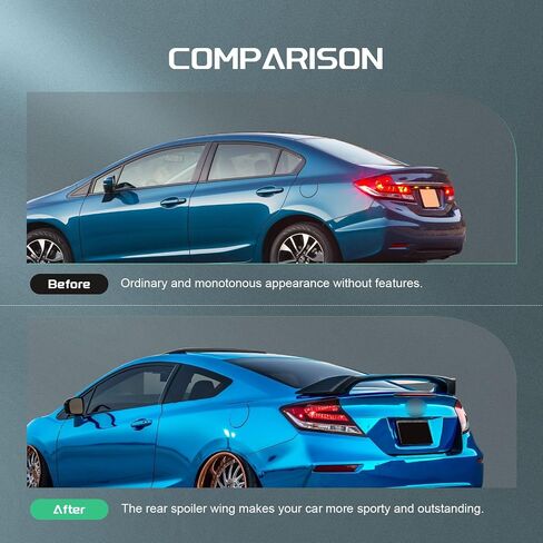 SCITOO ABS Black Rear Trunk Spoiler Wing Exterior Accessories Styling Kits Replacement for 2006-2015 for Honda Civic in Saudi Arabia