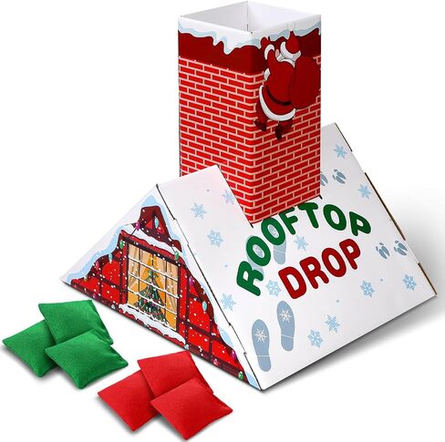 Libima 7 Pcs Christmas Bean Bag Toss Drop Game Roof Top Chimney Christmas Bean Bag Toss Game Roof Chimney Santa Claus Bean Bag Toss Game for Indoor Outdoor Holiday Party Activities Supplies Ideal Gift in Saudi Arabia