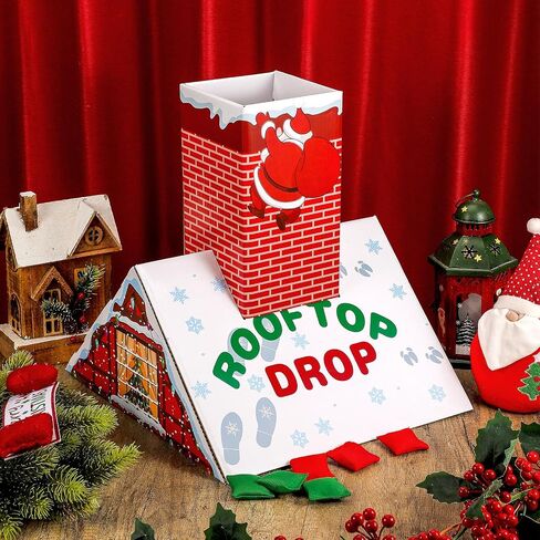 Libima 7 Pcs Christmas Bean Bag Toss Drop Game Roof Top Chimney Christmas Bean Bag Toss Game Roof Chimney Santa Claus Bean Bag Toss Game for Indoor Outdoor Holiday Party Activities Supplies Ideal Gift in Saudi Arabia
