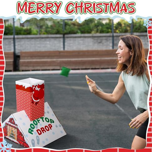 Libima 7 Pcs Christmas Bean Bag Toss Drop Game Roof Top Chimney Christmas Bean Bag Toss Game Roof Chimney Santa Claus Bean Bag Toss Game for Indoor Outdoor Holiday Party Activities Supplies Ideal Gift in Saudi Arabia