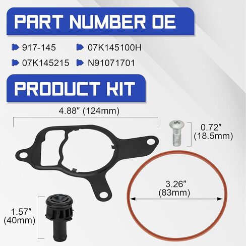 طقم إصلاح مضخة تفريغ 917-145 لسيارة Volkswagen Beetle 2006-2017، 2010-2014 Golf، 2006-2015 Jetta، 2012-2016 Passat 2006-2009 Rabbit/2007-2015 Audi TT (OEM#07K145100H، 07K145215A) in Saudi Arabia