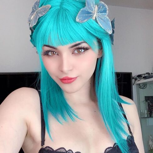 شعر مستعار بوب أزرق مخضر وأخضر مزرق قصير مع الانفجارات شعر مستعار بوب مستقيم شعر مستعار صناعي بدون دانتيل شعر مستعار كامل للنساء التأثيري أو الحفلات in Kuwait