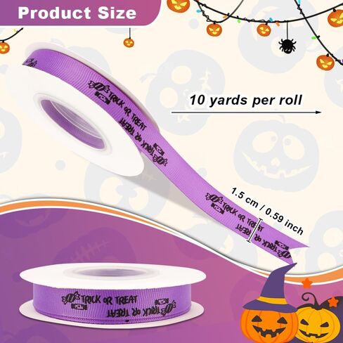 Halloween Ribbon 10 Yards Orange Ribbon 5/8" Grosgrain Ribbon Spider Cobweb Ribbon Halloween Ribbon Thin for Gift Wrapping Crafts DIY Halloween Packaging Ribbon Ribbed Ribbon Halloween Decor in Saudi Arabia