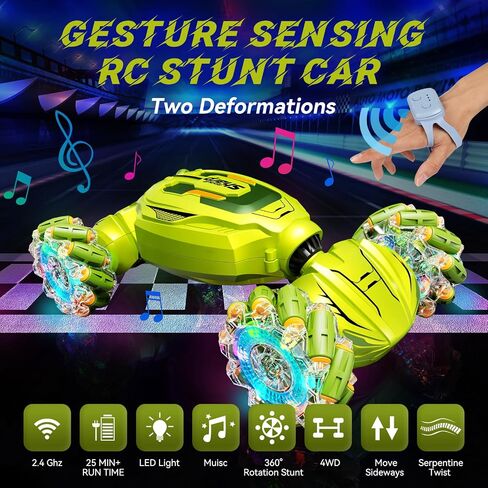 Remote Control Car - Gesture Sensing Stunt 2.4GHz 360° Rotating 4WD Transform RC Car, Brithday Gift for Boys Girls 4 5 6 7 8 9 10, Car Toys for 6+ Year Old in Saudi Arabia