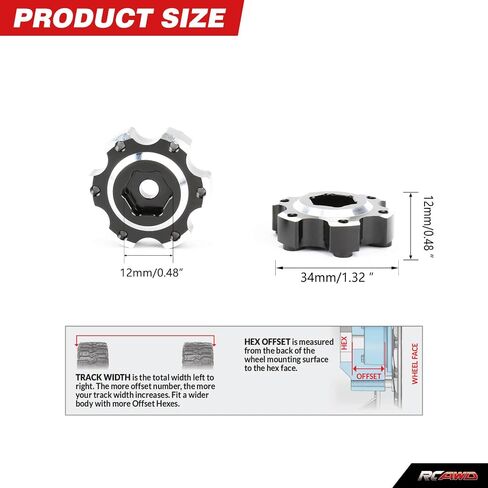 RCAWD for Pro-Line 1/10 6x30 إلى 12 مللي متر محولات سداسية لعجلة الألومنيوم (ضيقة) ترقيات الأجزاء #PRO633700 in Saudi Arabia