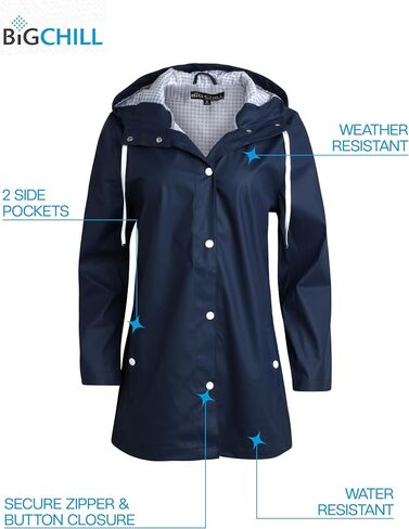 Big Chill Women's Rain Coat - Lightweight Waterproof Hooded Slicker Jacket - Weather Resistant Anorak for Women (S-XL, 1X-3X) in Saudi Arabia