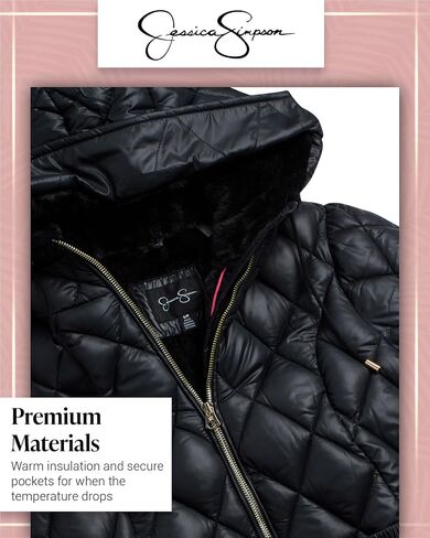 Jessica Simpson Women's Long Puffer Coat - Belted Faux Fur Lined Hooded Winter Coat - Quilted Puffer Jackets for Women (S-XL) in Saudi Arabia