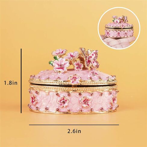 YU FENG Vintage Angel Flower Trinket Boxes Hinged Crystal Jeweled Collectible Jewerly Display Ring Holder Box in Kuwait