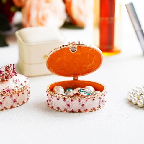 YU FENG Vintage Angel Flower Trinket Boxes Hinged Crystal Jeweled Collectible Jewerly Display Ring Holder Box in Kuwait