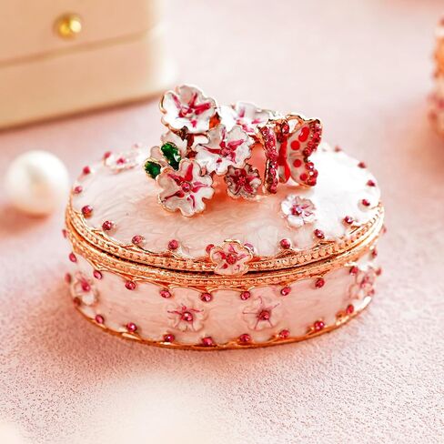 YU FENG Vintage Angel Flower Trinket Boxes Hinged Crystal Jeweled Collectible Jewerly Display Ring Holder Box in Kuwait