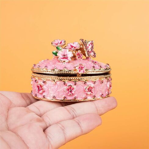 YU FENG Vintage Angel Flower Trinket Boxes Hinged Crystal Jeweled Collectible Jewerly Display Ring Holder Box in Kuwait