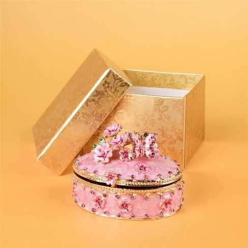 YU FENG Vintage Angel Flower Trinket Boxes Hinged Crystal Jeweled Collectible Jewerly Display Ring Holder Box in Kuwait