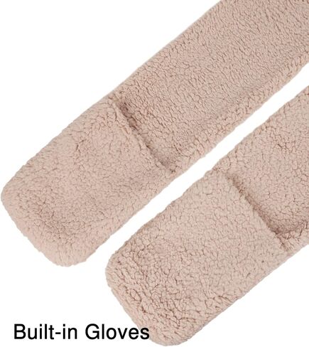 Winter Faux Fur Fuzzy Trim Sherpa Hooded Scarf Cute 3-in-1 Scarf Hat Gloves Set for Women in Kuwait