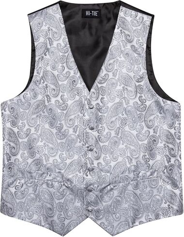 Hi-Tie Mens Suit Vest Tie set Classic Waistcoat and Necktie Handkerchief Cufflinks Suit Wedding Party in Saudi Arabia