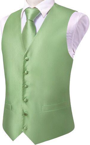Hi-Tie Mens Suit Vest Tie set Classic Waistcoat and Necktie Handkerchief Cufflinks Suit Wedding Party in Saudi Arabia