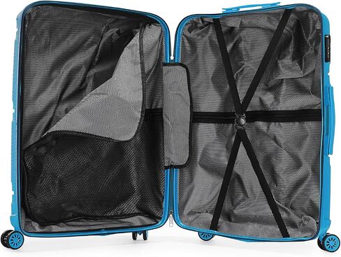 Voyager Trilogy Luggage Set - 3-Piece Hardshell Suitcases with 360 Spinner Wheels - Lightweight, Expandable in Red, Yellow, Blue, Purple, Green, Gold, Black (Black (Yellow Stripe) Set) in Saudi Arabia
