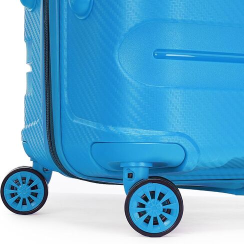 Voyager Trilogy Luggage Set - 3-Piece Hardshell Suitcases with 360 Spinner Wheels - Lightweight, Expandable in Red, Yellow, Blue, Purple, Green, Gold, Black (Black (Yellow Stripe) Set) in Saudi Arabia