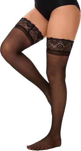 Lidogirl Women Sheers Lace Top Silicone Thigh High Stockings in Saudi Arabia