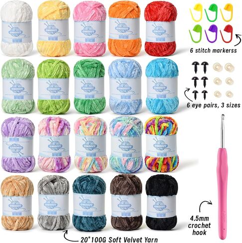 12 Pack 590 (yd) Chunky Chenille Yarn for Crocheting and Hand Knitting with Black Red White Green Yellow Orange Plush Velvet Yarn，Baby Blanket Yarn for Crocheting Soft Amigurumi Yarn in Kuwait
