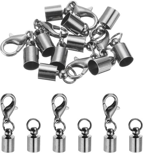 MECCANIXITY 20Pcs Cord End Cap 7.5mm ID Black Copper Column Barrel End Caps for DIY Bracelets Necklaces Tassels Leather Cord in Saudi Arabia