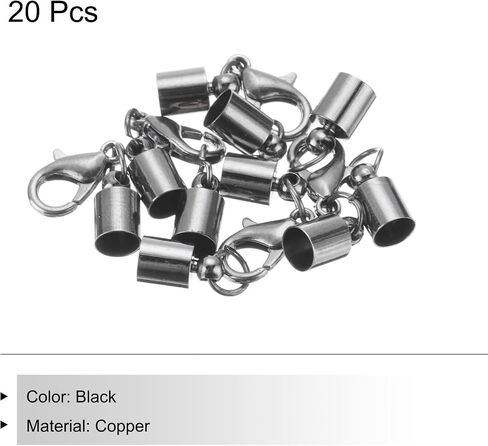 MECCANIXITY 20Pcs Cord End Cap 7.5mm ID Black Copper Column Barrel End Caps for DIY Bracelets Necklaces Tassels Leather Cord in Saudi Arabia