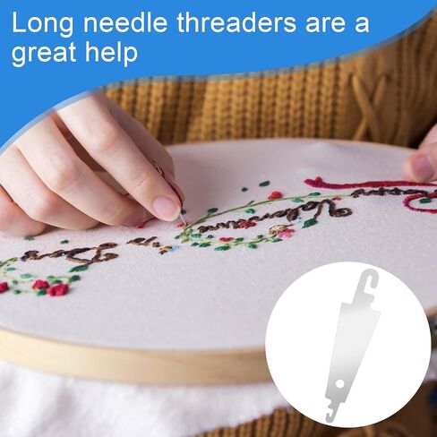 100 Pcs Stainless Steel Needle Threader Sewing Needle Threader Tool Embroidery Needle Threader Sewing Tools Cross Stitch Needle-Threading Tools Sewing Needle Threader for Large Eye Needles Hand Sewing in Saudi Arabia