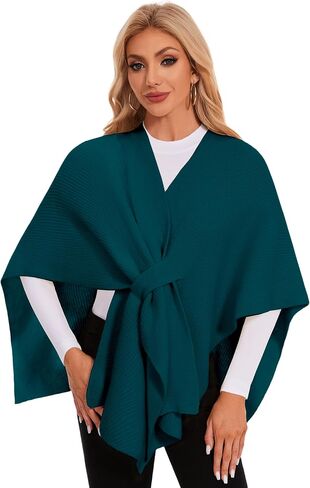 PULI Womens Rib Open Front Shawl Wraps Chunky Knit Ponchos Sweater Travel Scarf Elegant Capes Cardigan for Fall Winter in Saudi Arabia