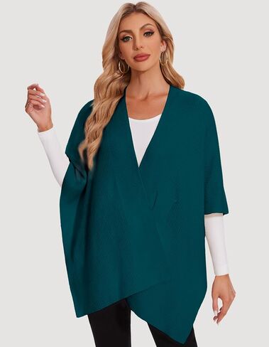 PULI Womens Rib Open Front Shawl Wraps Chunky Knit Ponchos Sweater Travel Scarf Elegant Capes Cardigan for Fall Winter in Saudi Arabia