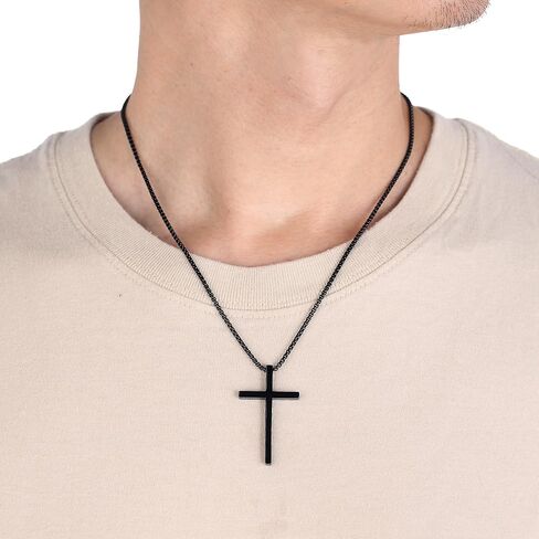 XOYOYZU Cross Necklace for Men Boys Christmas Gift Cross Pendant Strength Bible Verse Stainless Steel Necklaces in Saudi Arabia