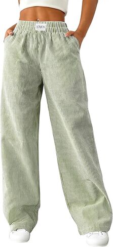 LOMON Women's Striped Gingham Boxer Pants Cotton Pajama Lounge Pj Casual Plaid Trousers Y2K Beach Bottoms with Pockets in Saudi Arabia