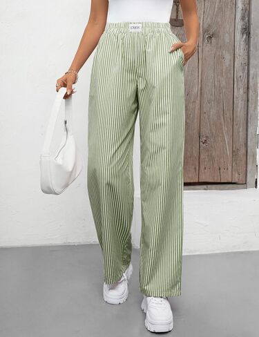 LOMON Women's Striped Gingham Boxer Pants Cotton Pajama Lounge Pj Casual Plaid Trousers Y2K Beach Bottoms with Pockets in Saudi Arabia