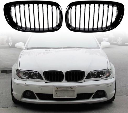 Glossy Black Front Sport Kidney Grille Grill Compatible with BMW 2003-2006 E46 325Ci 330Ci 2-Door LCI 2004 2005 in Kuwait
