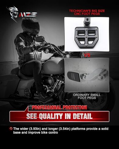 MZS Motorcycle Passenger Floorboards, Touring Rear Foot Pegs MX Footboards Floor Boards Mount Bracket Kit Black CNC Compatible with Road Glide King Electra Street Glide Ultra Limited 1993-2024 in Saudi Arabia