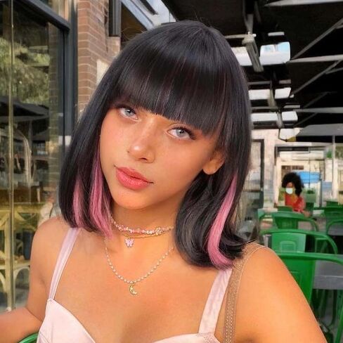 WIGER Teal Blue Bob Wig Bluish Green Short Bob Wigs with Bangs Straight Bob Wig Synthetic Bob Hair No Lace Full Wigs for Women Cosplay or Party in Saudi Arabia