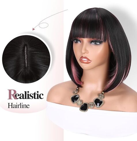 WIGER Teal Blue Bob Wig Bluish Green Short Bob Wigs with Bangs Straight Bob Wig Synthetic Bob Hair No Lace Full Wigs for Women Cosplay or Party in Saudi Arabia