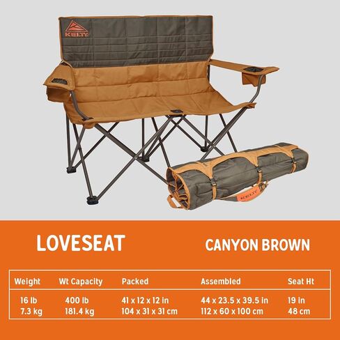 كرسي تخييم مزدوج خارجي من Kelty Loveseat، تخييم لشخصين، مهرجان، مقعد حفلة موسيقية، تم تحديثه لعام 2022 in Kuwait