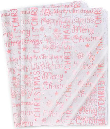السيد خمسة 60 ورقة بيضاء مع سمك السلمون الوردي عيد ميلاد سعيد المناديل الورقية السائبة، 20 "× 14"، الوردي المناديل الورقية لأكياس الهدايا، عيد ميلاد سعيد المناديل الورقية لحفلة عيد الميلاد in Kuwait