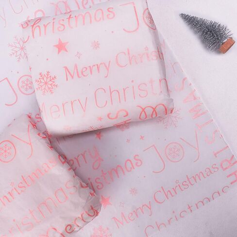 السيد خمسة 60 ورقة بيضاء مع سمك السلمون الوردي عيد ميلاد سعيد المناديل الورقية السائبة، 20 "× 14"، الوردي المناديل الورقية لأكياس الهدايا، عيد ميلاد سعيد المناديل الورقية لحفلة عيد الميلاد in Kuwait