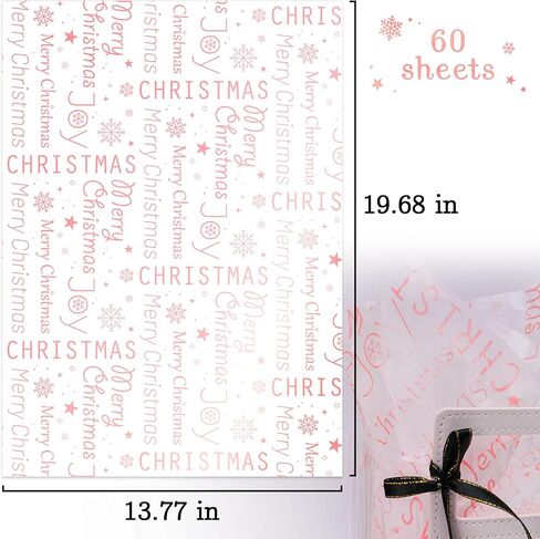 السيد خمسة 60 ورقة بيضاء مع سمك السلمون الوردي عيد ميلاد سعيد المناديل الورقية السائبة، 20 "× 14"، الوردي المناديل الورقية لأكياس الهدايا، عيد ميلاد سعيد المناديل الورقية لحفلة عيد الميلاد in Kuwait