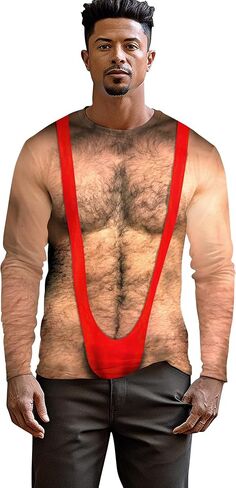 Goodstoworld Mens Halloween Tshirts Unisex Fake Muscle Hairy Chest Skeleton 3D Printed Shirts S-XXL in Kuwait